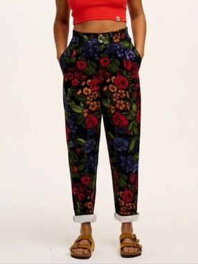 Lucy & Yak Pants Addison Rose Floral Print Denim
